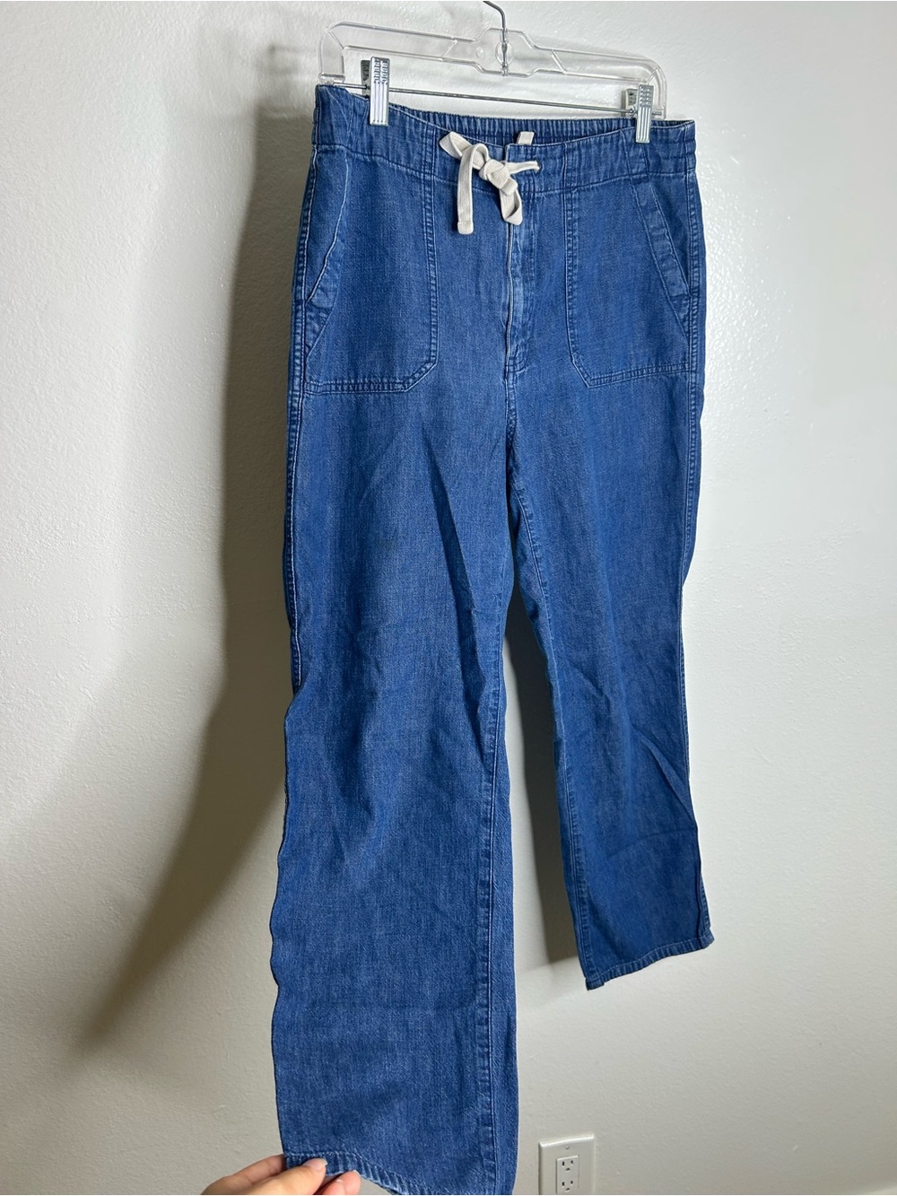 J. Crew Cotton Camp Pant Dark Denim Drawstring Straight Leg Pant Medium